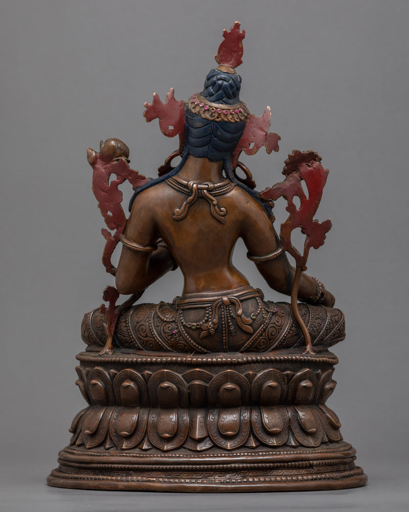 Green Tara Copper Statue | Traditionally Hand-Carved Mother Tara Artwork