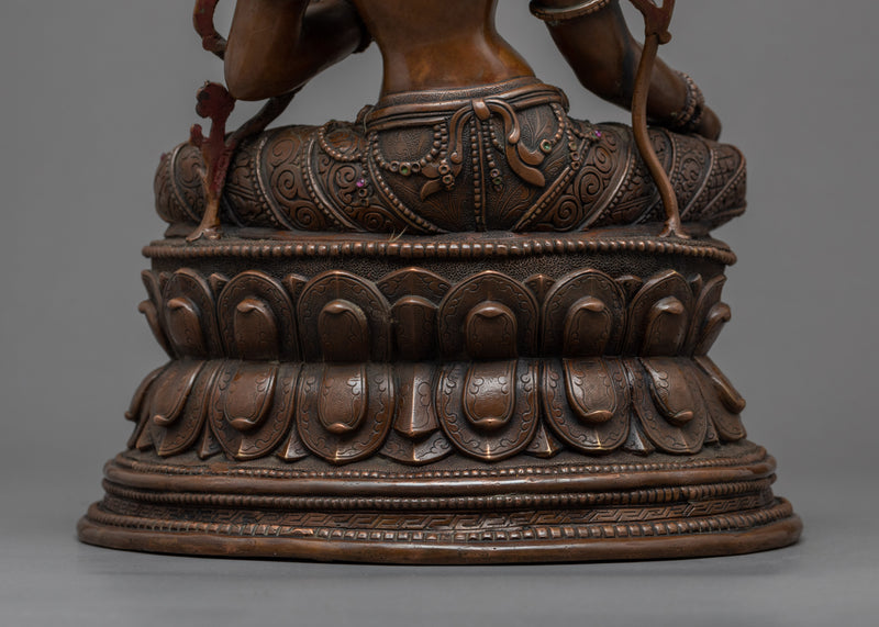 Green Tara Copper Statue | Traditionally Hand-Carved Mother Tara Artwork