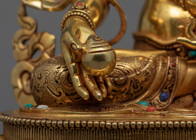 Ksitigarbha Bodhisattva Gold Gilded Statue | Tibetan Bodhisattva Gold Gilded Art