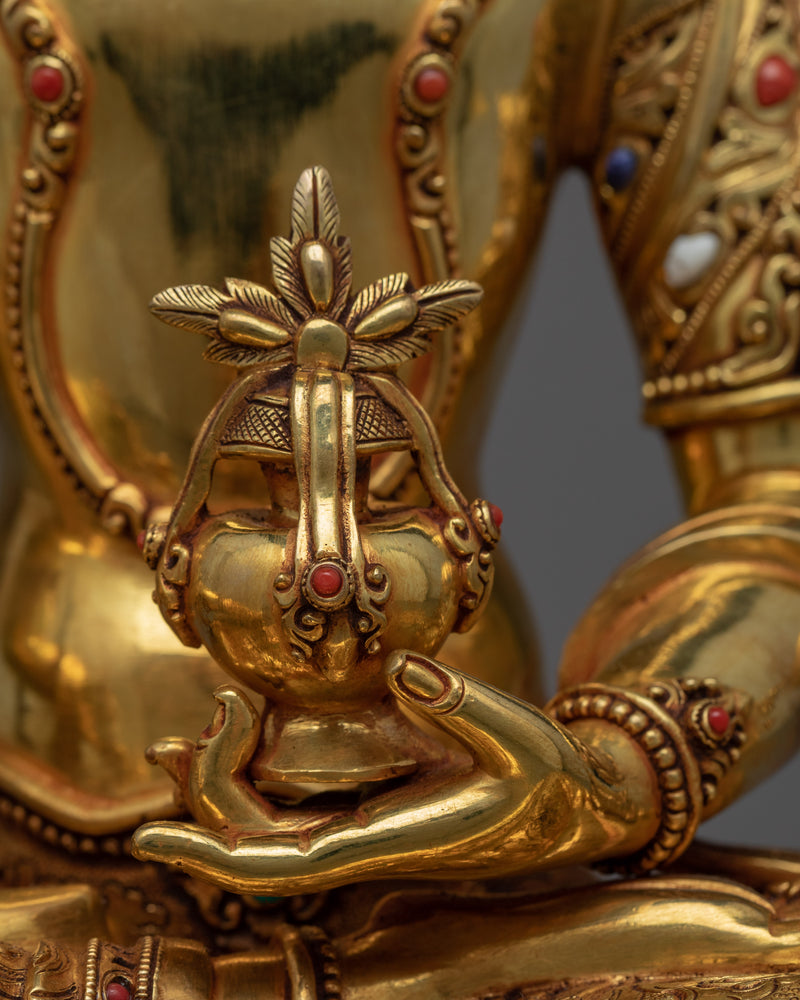 Ksitigarbha Bodhisattva Gold Gilded Statue | Tibetan Bodhisattva Gold Gilded Art