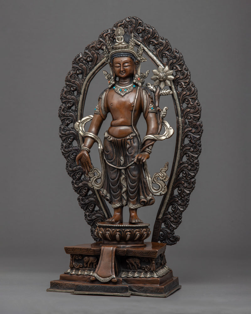 Standing Chenrezig Sculpture | Traditionally Hand Carved Art