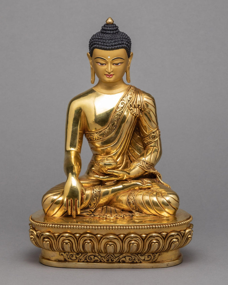 Shakyamuni Buddha Statue | Tibetan Sculpture | Plated With Gold Art