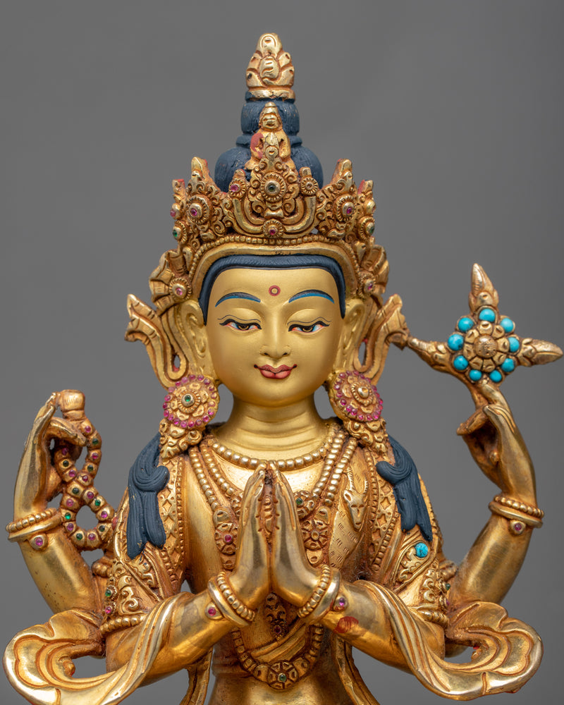 Bodhisattva Chenrezig Visualization Statue | Traditional Buddhist Bodhisattva Artcraft