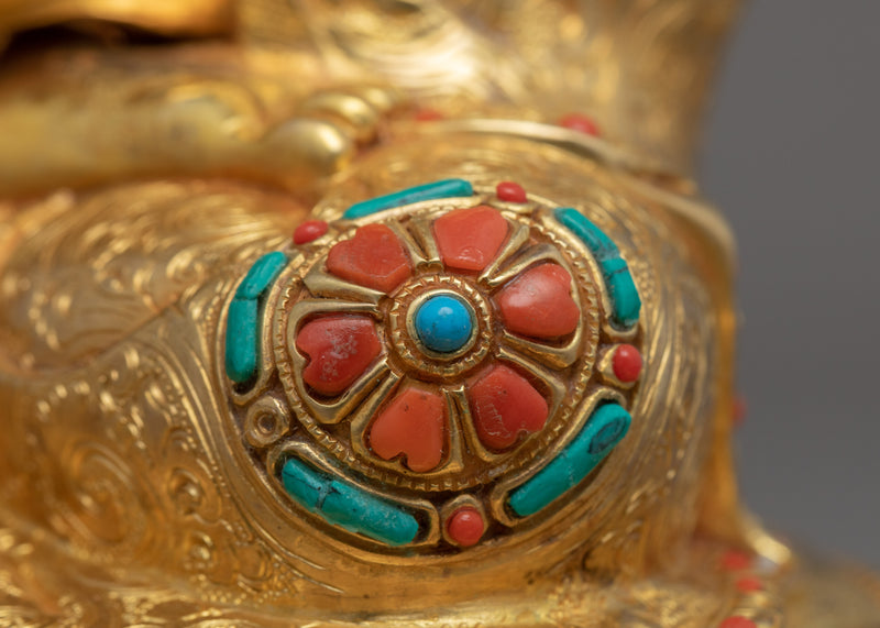 Buddha Amitabha Prayer Sculpture | Gold-Gilded Hand Carved Amitabha Statue