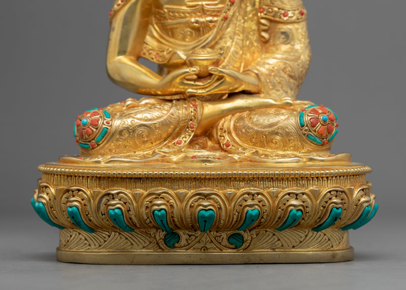 Buddha Amitabha Prayer Sculpture | Gold-Gilded Hand Carved Amitabha Statue