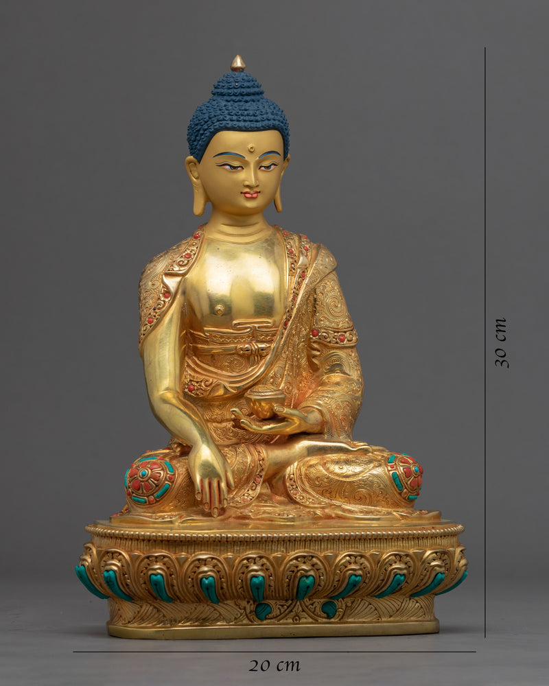 Historical Enlightened Buddha Statue | Himalayan Gold Gilded Statue For Meditation