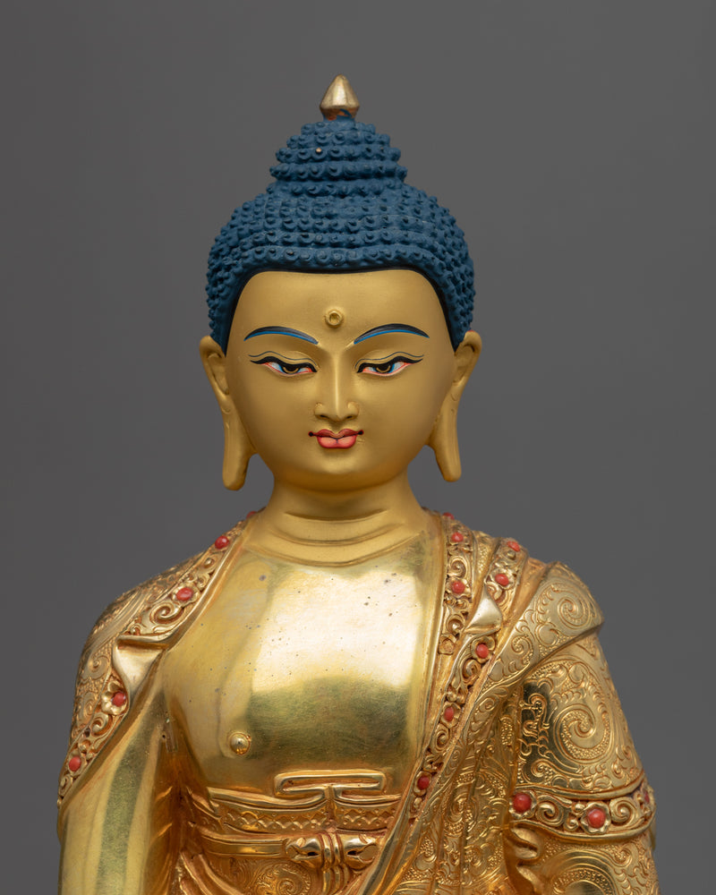 Historical Enlightened Buddha Statue | Himalayan Gold Gilded Statue For Meditation