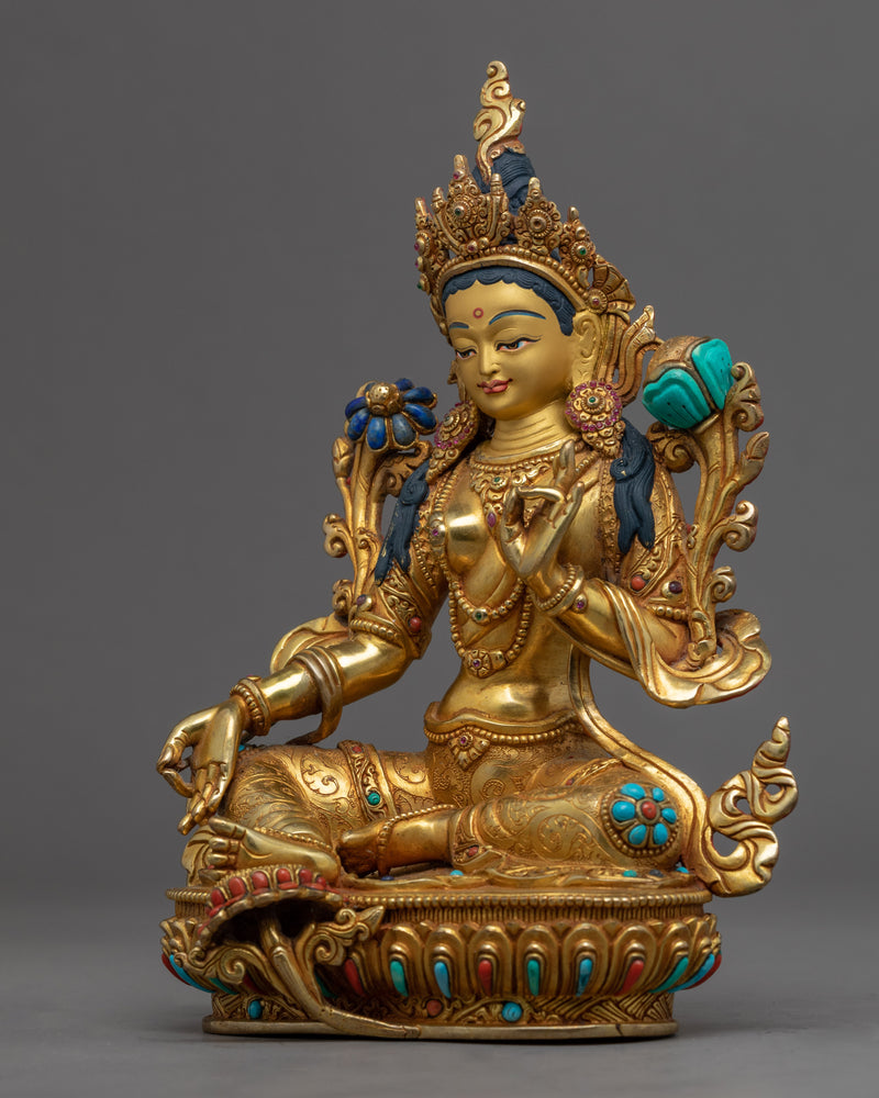 Green Tara Devi Buddha Statue | Tibetan Buddha Sculpture For Mindfulness