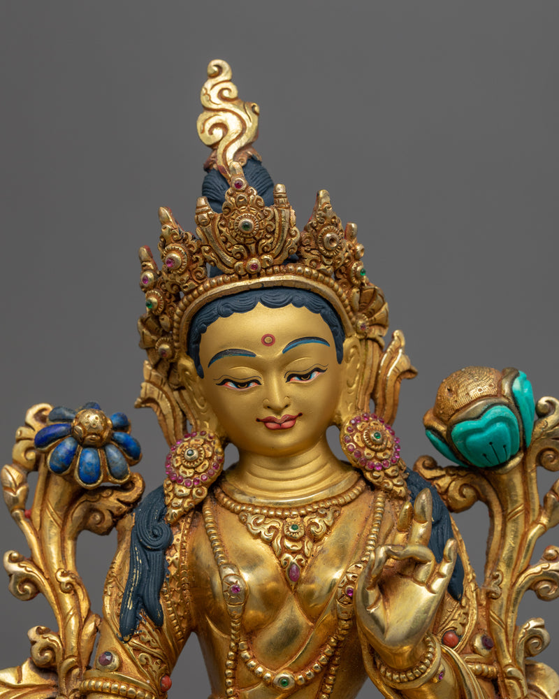 Green Tara Devi Buddha Statue | Tibetan Buddha Sculpture For Mindfulness