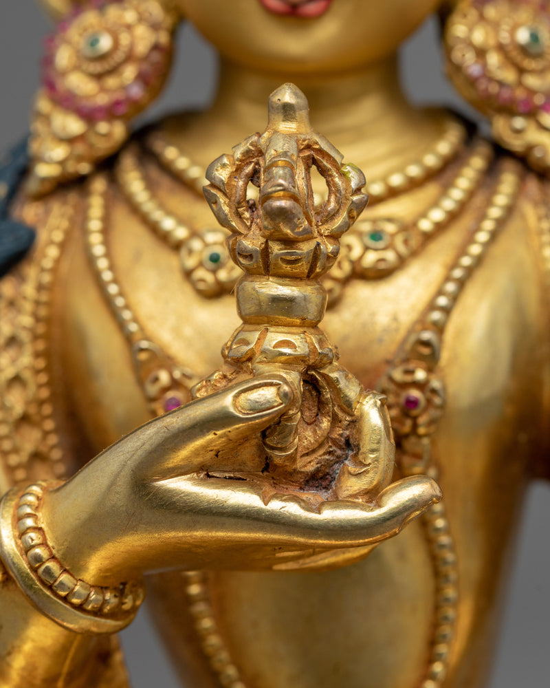 Gold Gilded Practice Statue Of Mantra Vajrasattva | Tibetan Art Plated with Gold