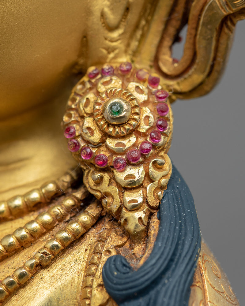 Gold Gilded Practice Statue Of Mantra Vajrasattva | Tibetan Art Plated with Gold