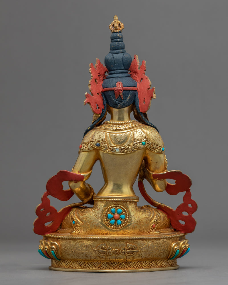 Gold Gilded Practice Statue Of Mantra Vajrasattva | Tibetan Art Plated with Gold