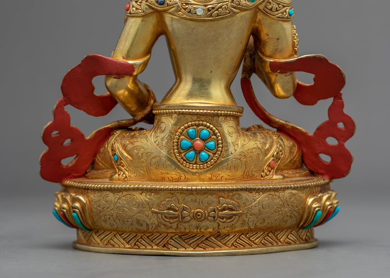 Gold Gilded Practice Statue Of Mantra Vajrasattva | Tibetan Art Plated with Gold