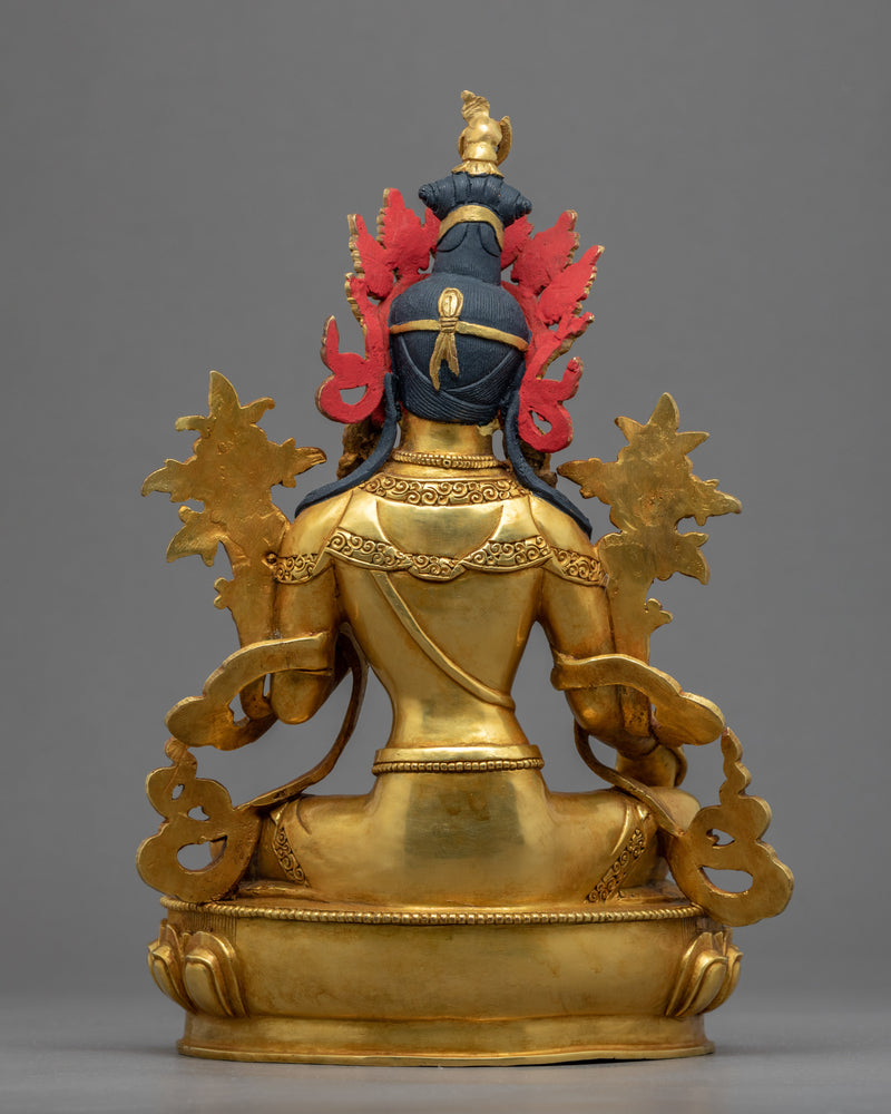 Green Tara Devi Buddha Sculpture | Traditional Tibetan Art Of Female Buddha