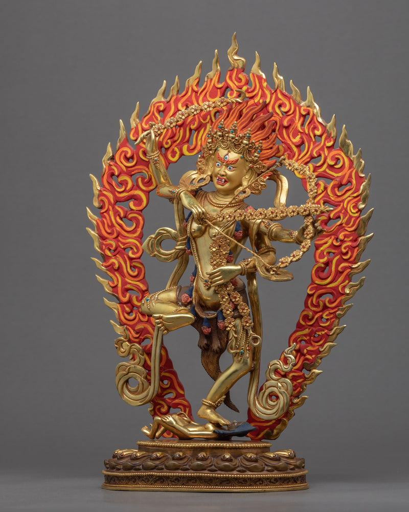 Traditional Tibetan Kurukulla Practice Statue | Hand-Carved Buddhist Dakini Sculpture