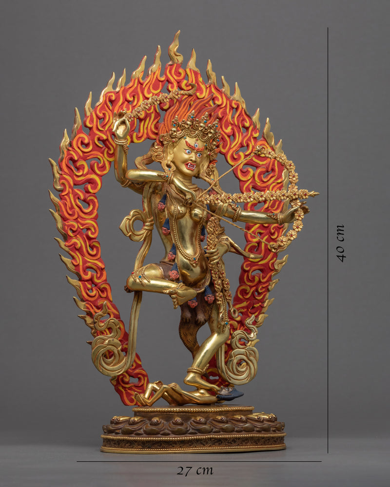 Traditional Tibetan Kurukulla Practice Statue | Hand-Carved Buddhist Dakini Sculpture