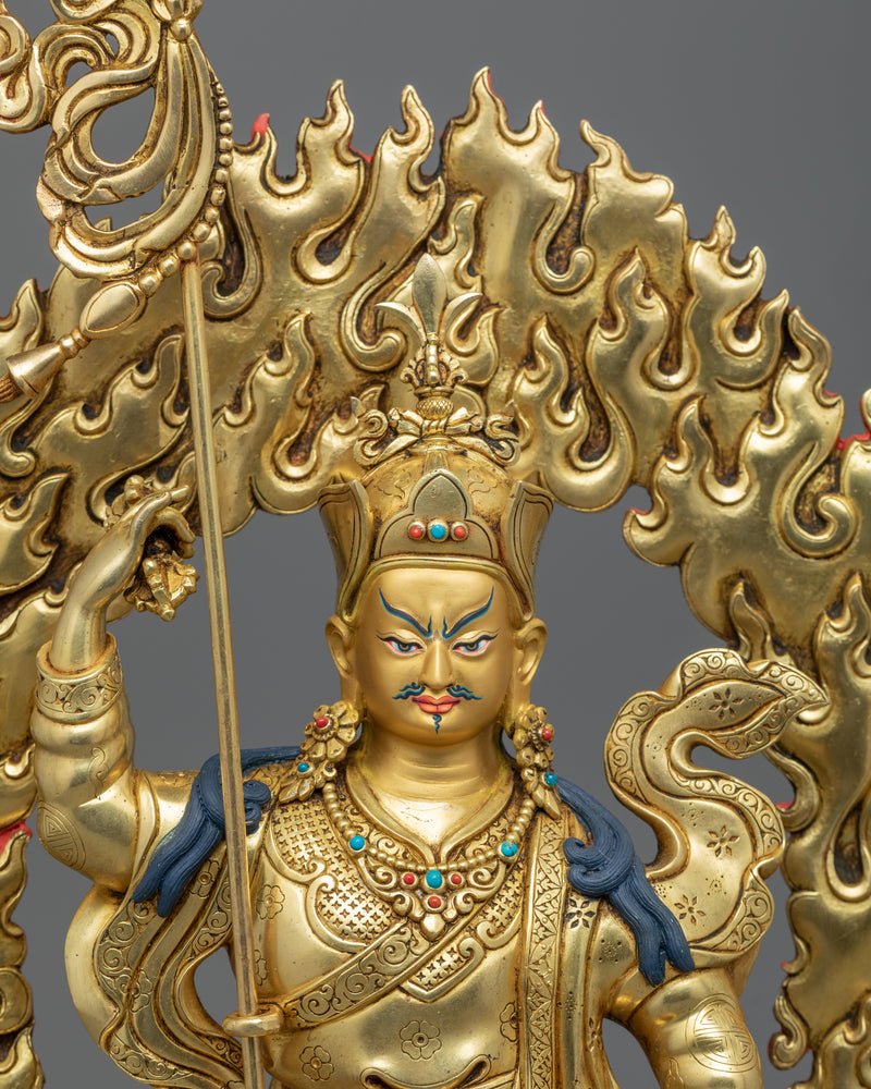 Guru Rinpoche Empowerment Statue | Gold Gilded Lotus Born Master Sculpture