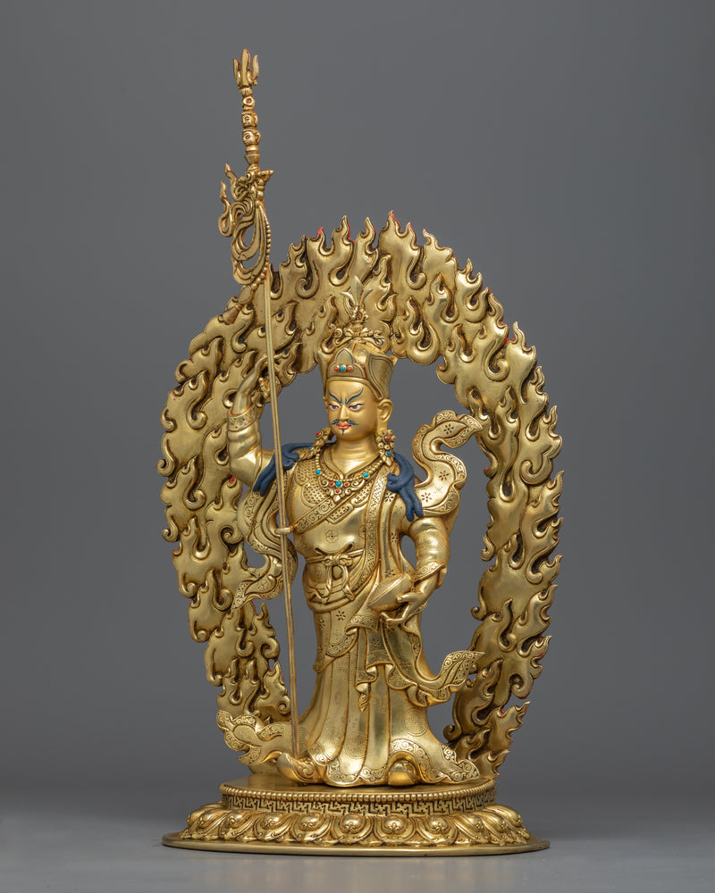 Guru Rinpoche Empowerment Statue | Gold Gilded Lotus Born Master Sculpture