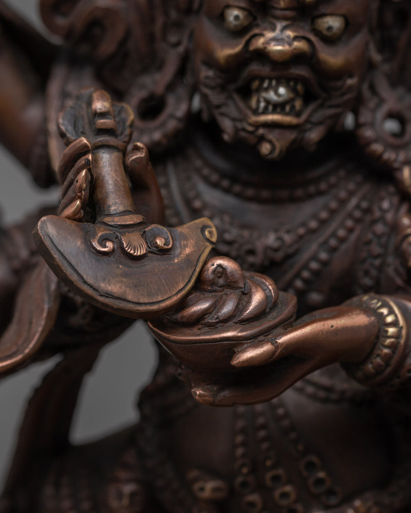 Mahakala 6 Armed Sculpture | Traditional Tibetan Mahakala Statue