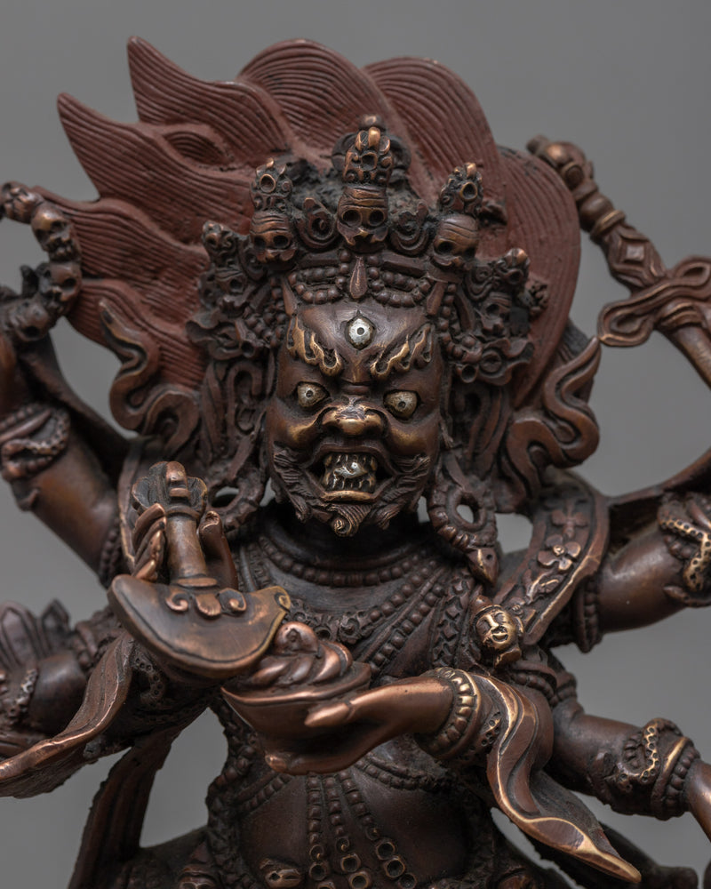 Mahakala 6 Armed Sculpture | Traditional Tibetan Mahakala Statue