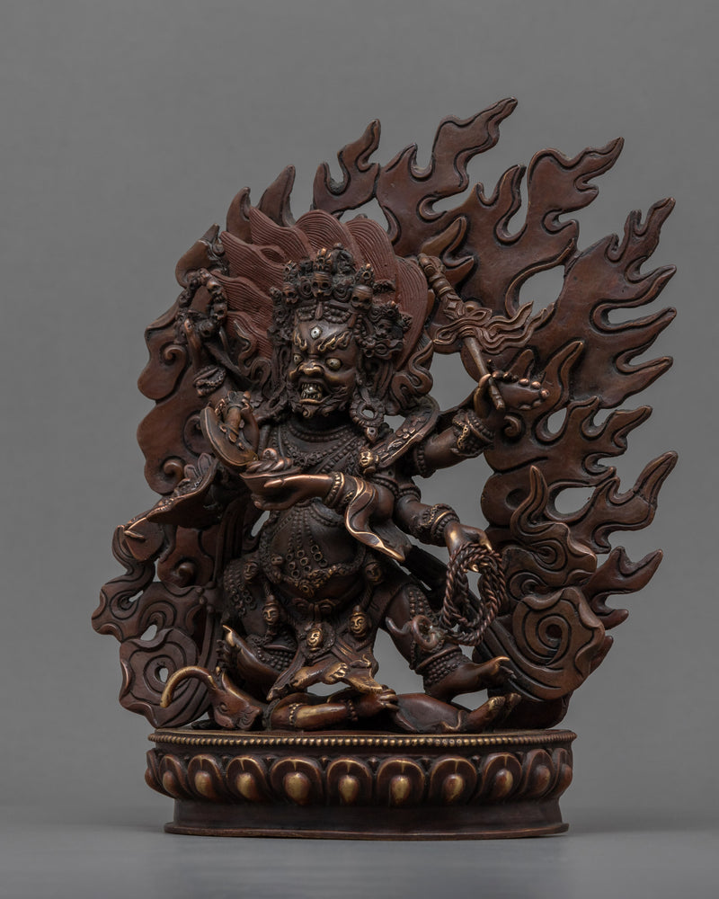 Mahakala 6 Armed Sculpture | Traditional Tibetan Mahakala Statue