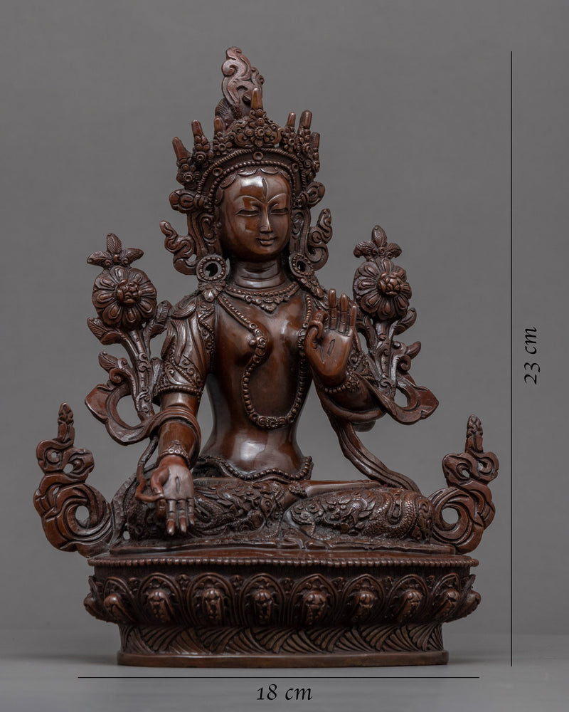 Copper Statue For White Tara Benefits | Oxidized Artwork Of Buddhist Deity