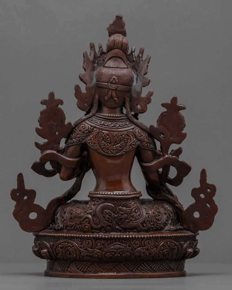 Copper Statue For White Tara Benefits | Oxidized Artwork Of Buddhist Deity