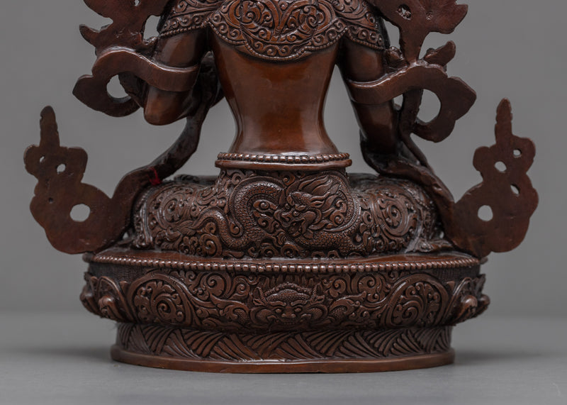 Copper Statue For White Tara Benefits | Oxidized Artwork Of Buddhist Deity