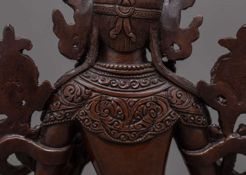 Copper Statue For White Tara Benefits | Oxidized Artwork Of Buddhist Deity