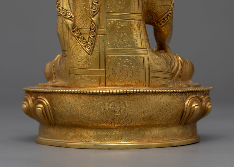 Gold Gilded Shakyamuni Buddha Face Statue | Traditionally Carved Gautam Buddha Figurine