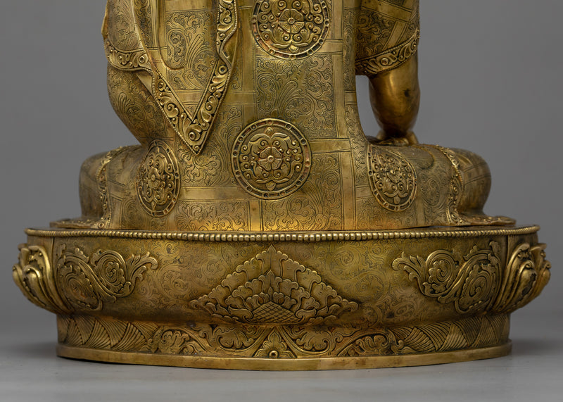 Shakyamuni Buddha Aarti Statue | Gold-Plated Himalayan Artwork