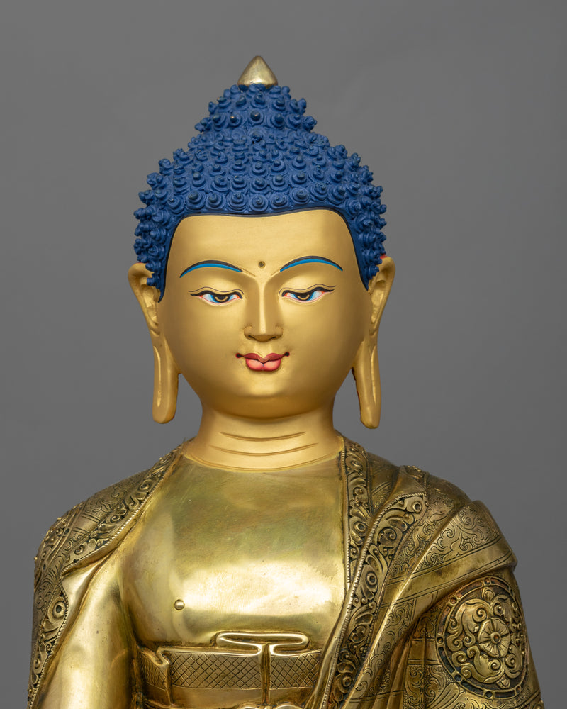 Shakyamuni Buddha Aarti Statue | Gold-Plated Himalayan Artwork