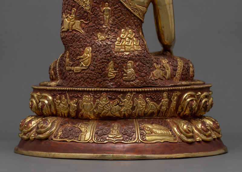 Vintage Buddha Shakyamuni Statue | Gold-Gilded Statue For Meditation