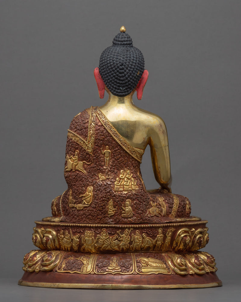 Vintage Buddha Shakyamuni Statue | Gold-Gilded Statue For Meditation