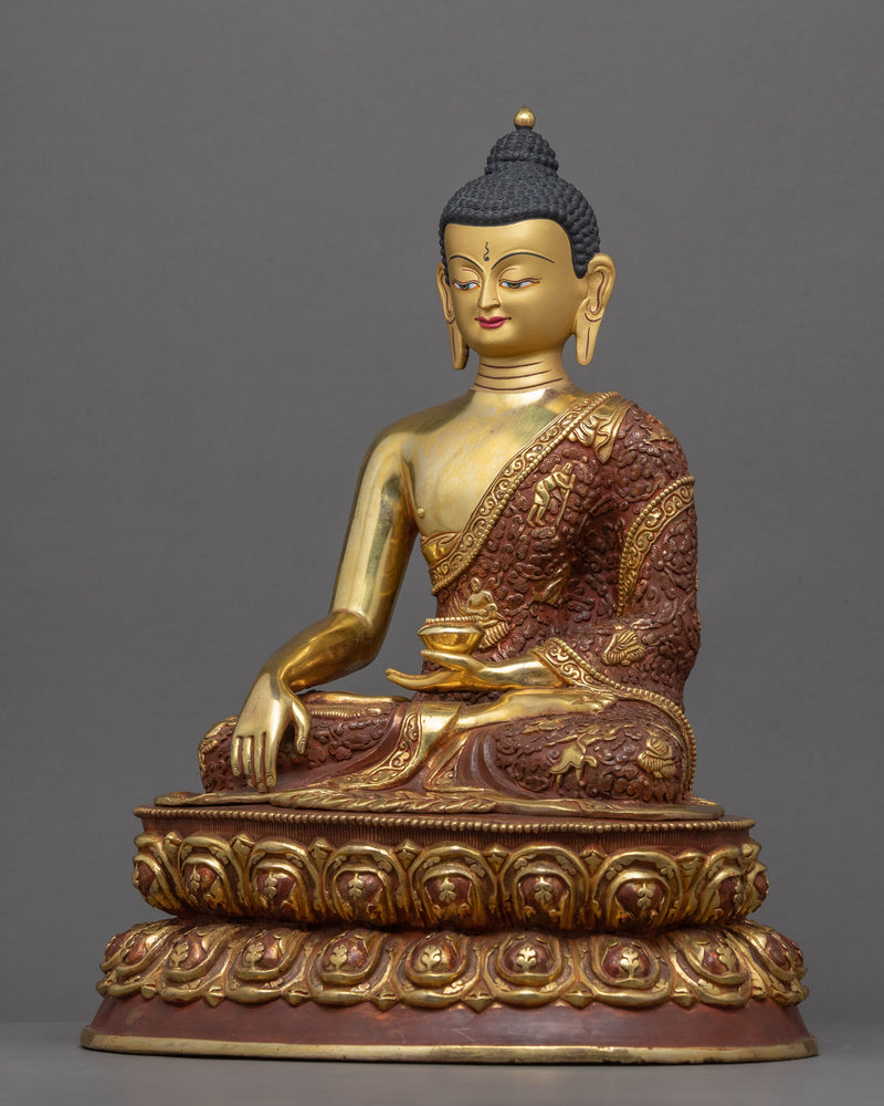 Vintage Buddha Shakyamuni Statue | Gold-Gilded Statue For Meditation