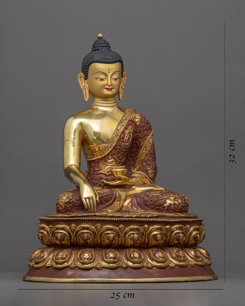 Vintage Buddha Shakyamuni Statue | Gold-Gilded Statue For Meditation