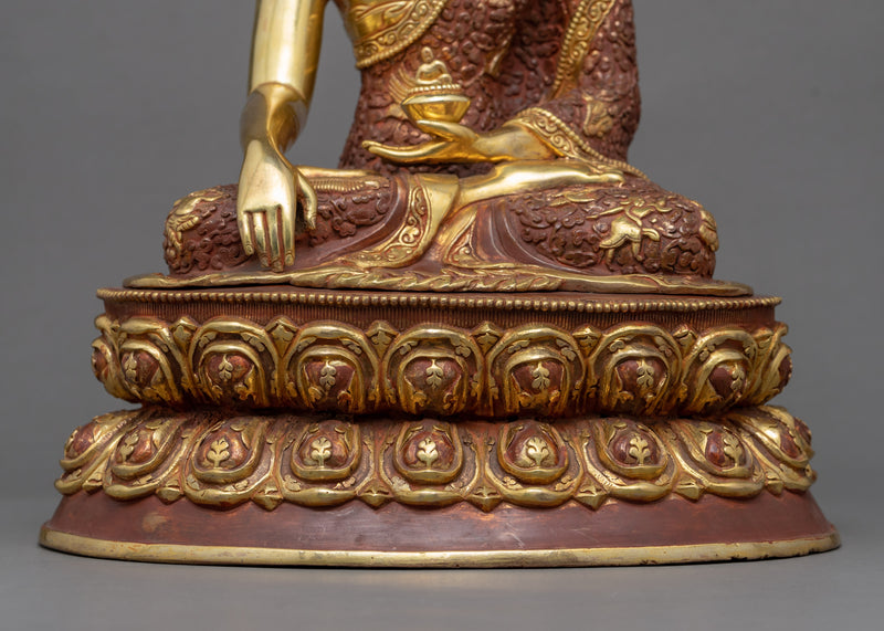 Vintage Buddha Shakyamuni Statue | Gold-Gilded Statue For Meditation