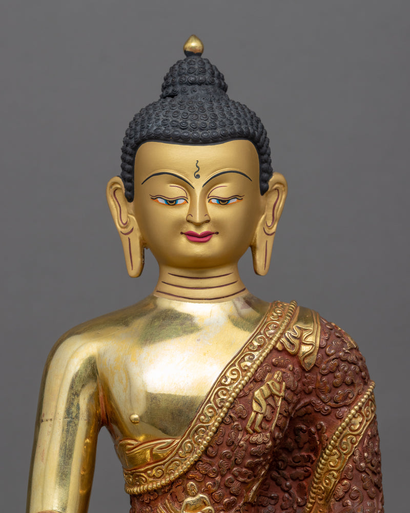 Vintage Buddha Shakyamuni Statue | Gold-Gilded Statue For Meditation