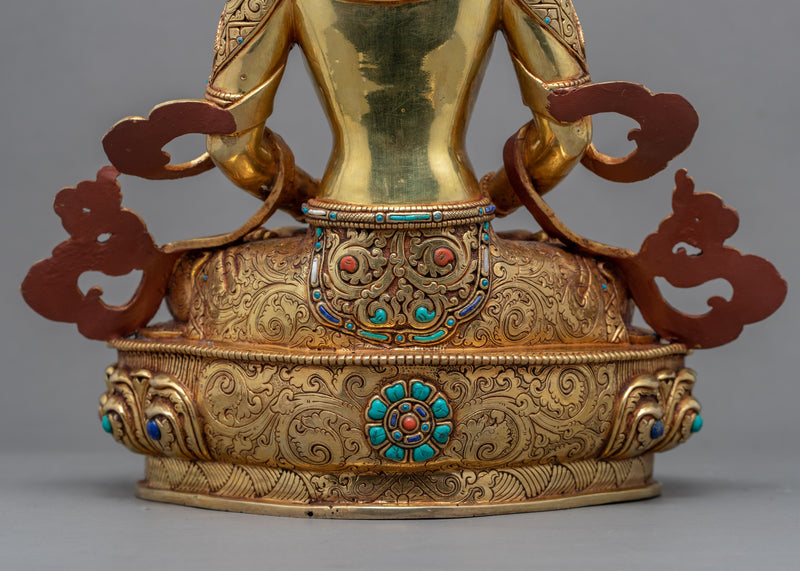 Gold-Gilded Statue For Amitayus Short Mantra Practice | Traditional Buddhist Art