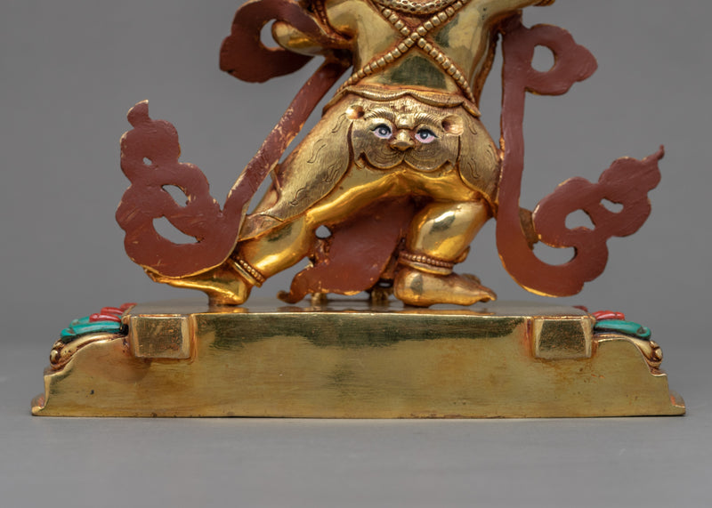 Gold Gilded Vajrapani Face Statue | Traditional Himalayan Art