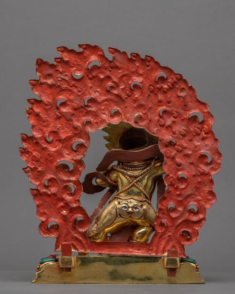 Gold Gilded Vajrapani Face Statue | Traditional Himalayan Art