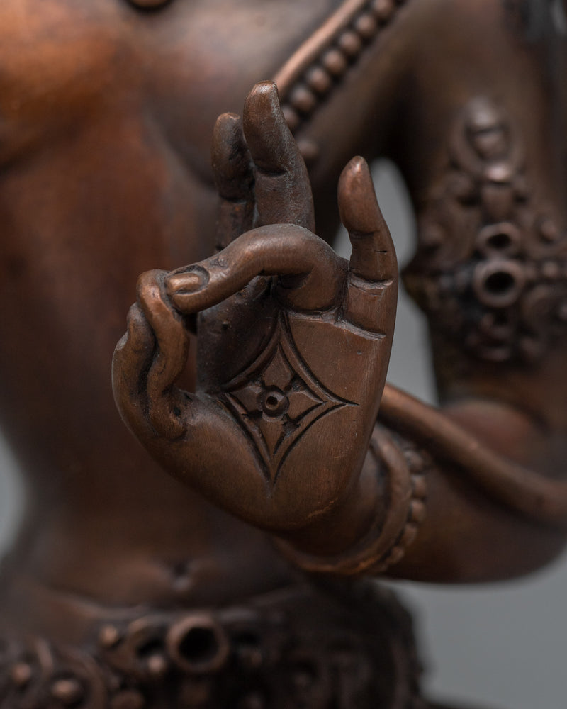 Black Manjushri Mantra Practice Statue | Bodhisattva Of Wisdom Sculpture