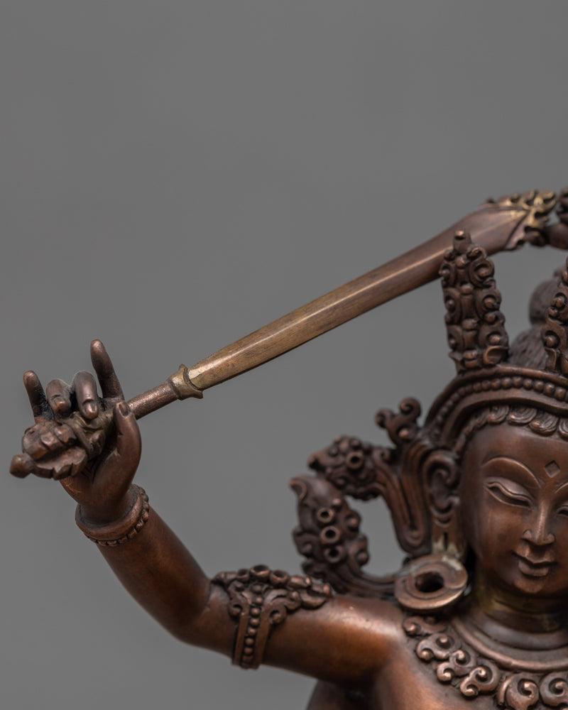 Black Manjushri Mantra Practice Statue | Bodhisattva Of Wisdom Sculpture