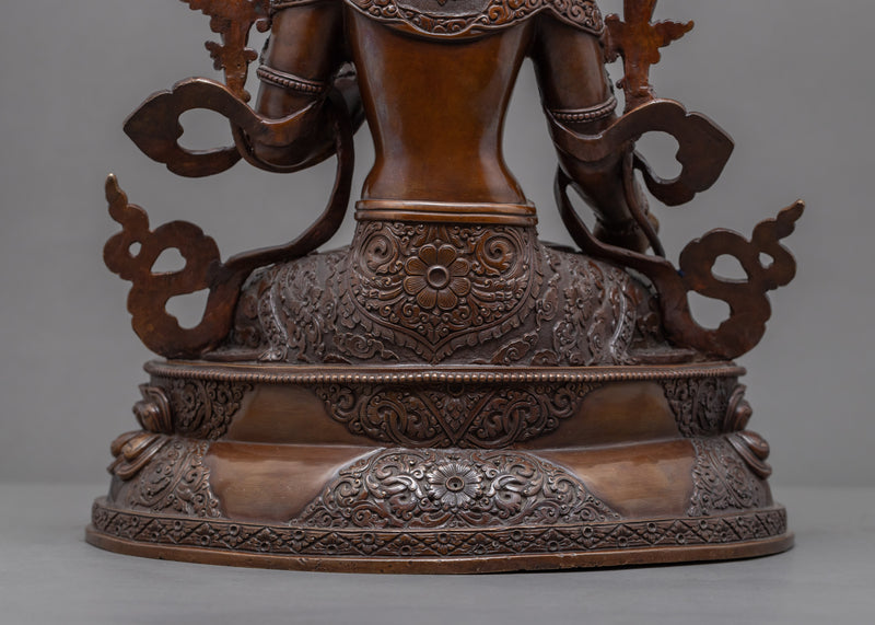 Oxidized Copper Statue For White Tara Chant | Traditionally Hand-Carved Art