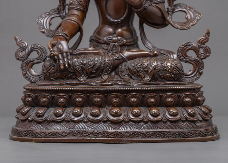 Oxidized Copper Statue For White Tara Chant | Traditionally Hand-Carved Art