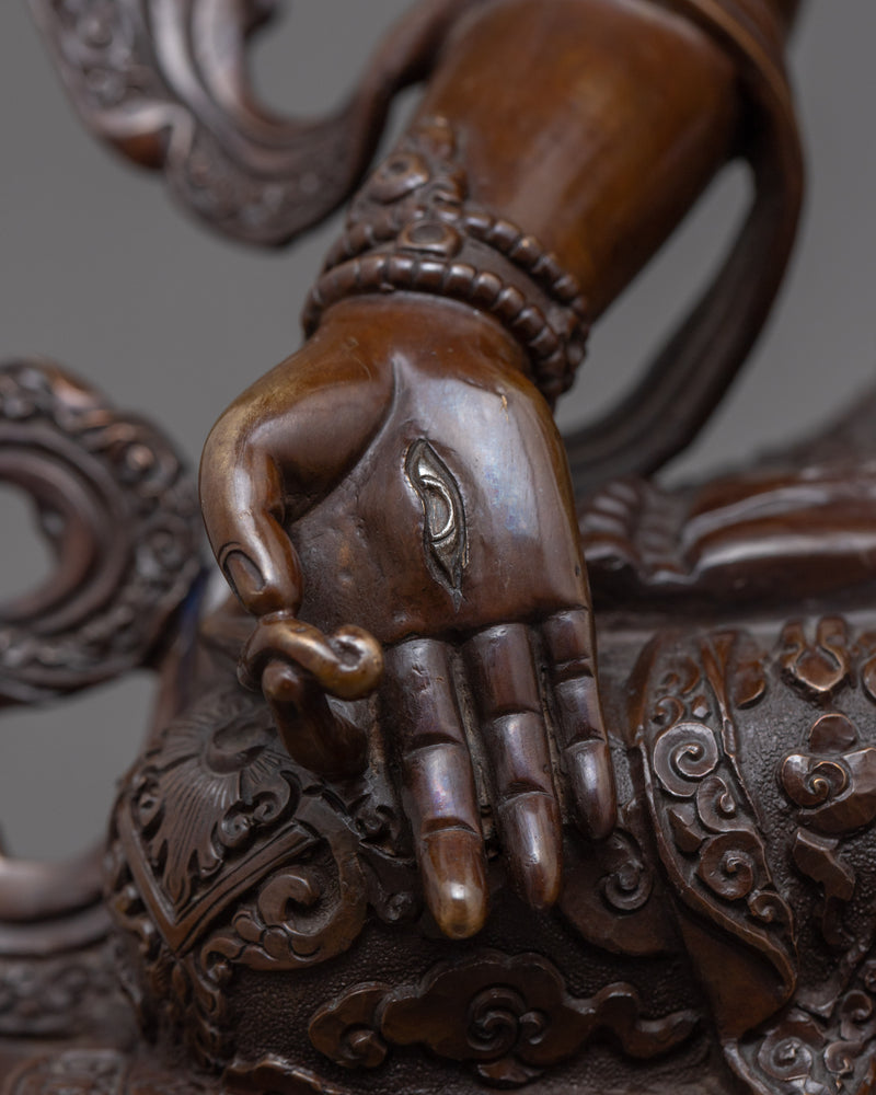 Oxidized Copper Statue For White Tara Chant | Traditionally Hand-Carved Art