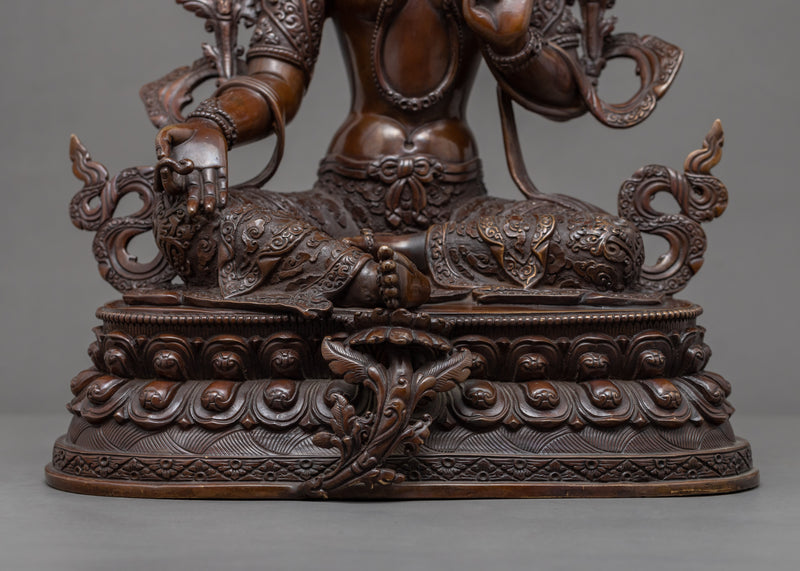 Beautiful Green Tara Sculpture | Oxidized Copper Body Of Tibetan Green Tara