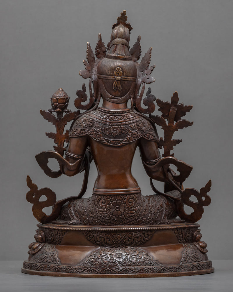 Beautiful Green Tara Sculpture | Oxidized Copper Body Of Tibetan Green Tara