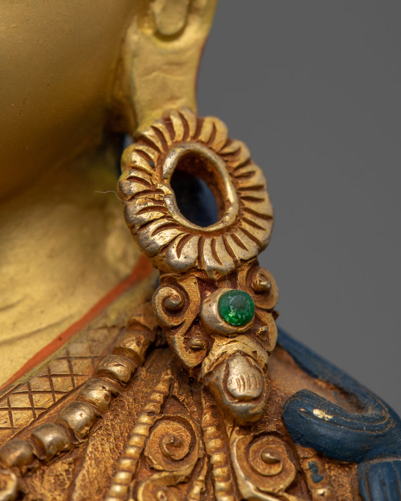 Traditionally Made Guru Rinpoche Hat Statue | Gold-Plated Himalayan Artwork