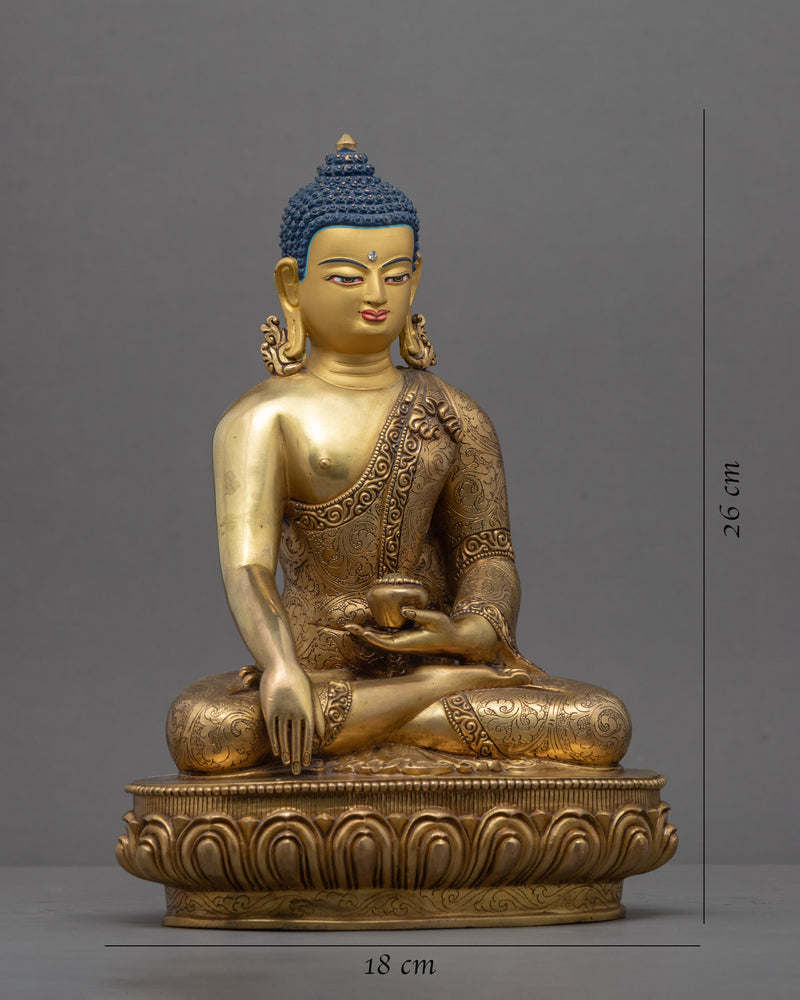 Shakyamuni Buddha Golden Statue | Gold-Gilded Historical Buddha Figurine